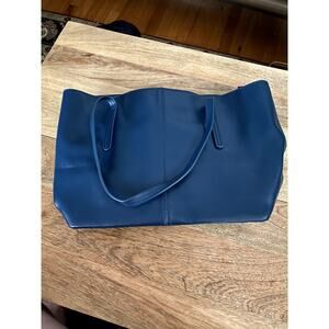 Massi Leather Blue Large Tote Bag